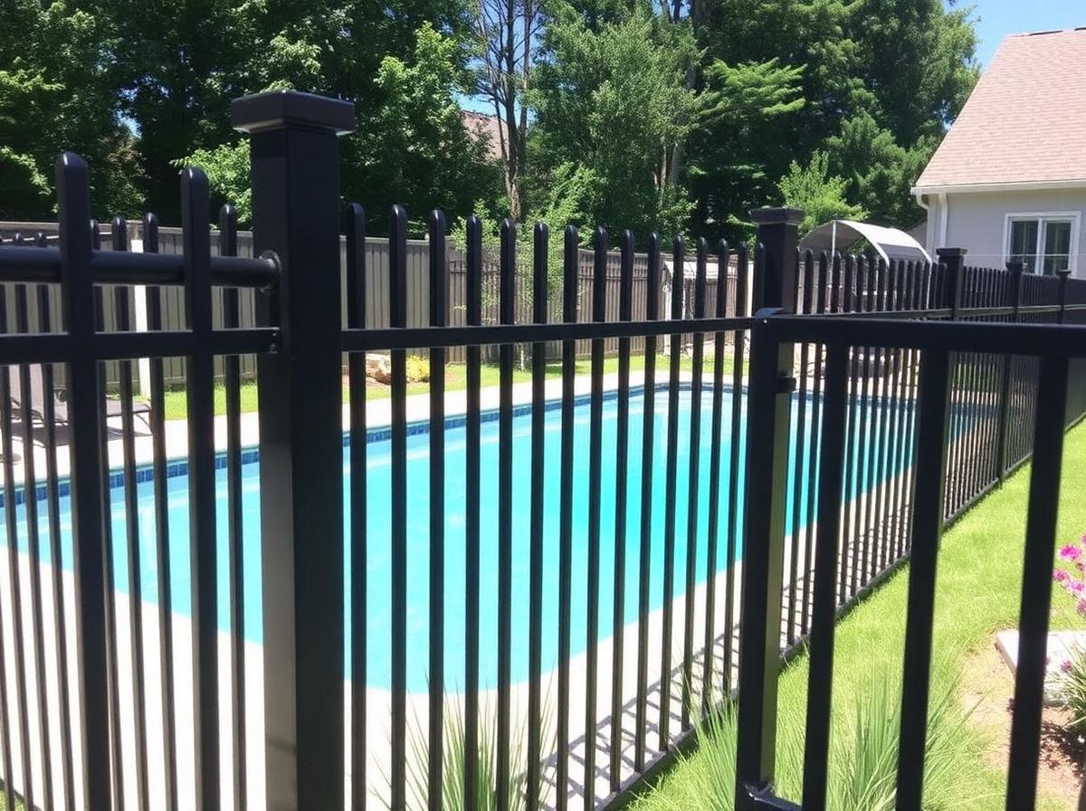 Black aluminum pool fence