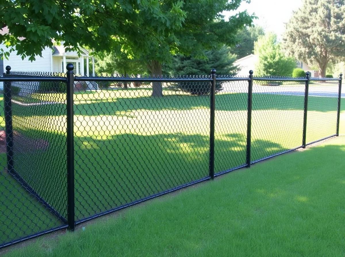 Black chain link fence