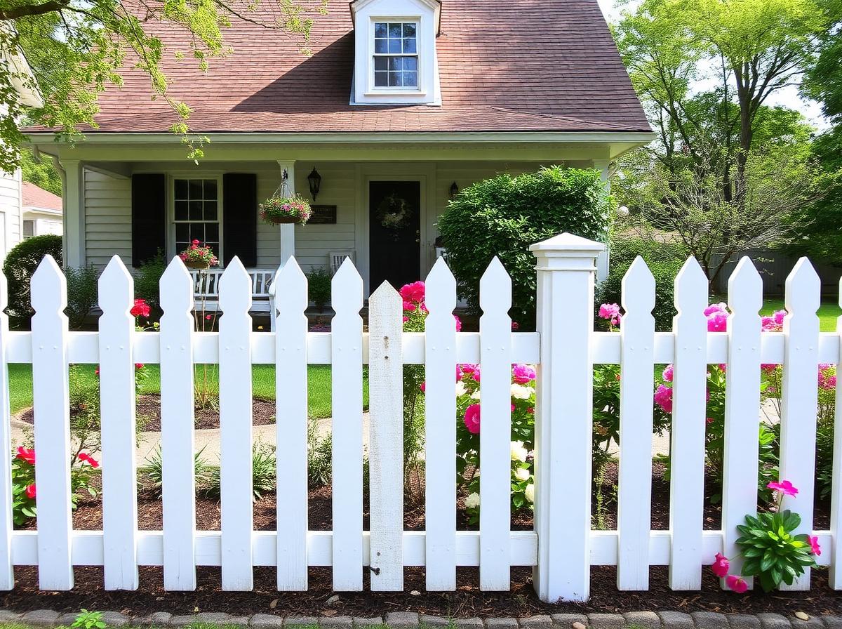 Classic white picket fence