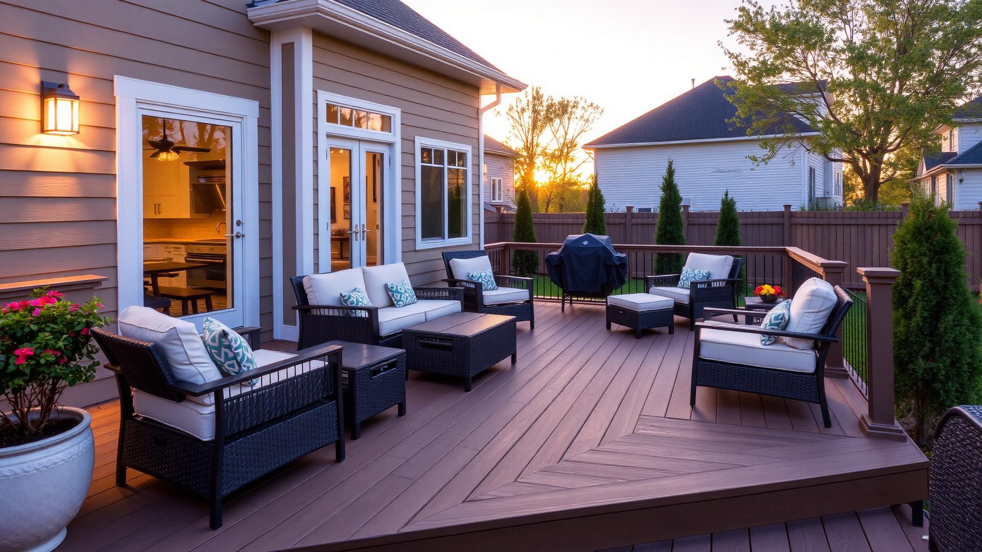 Composite deck at sunset